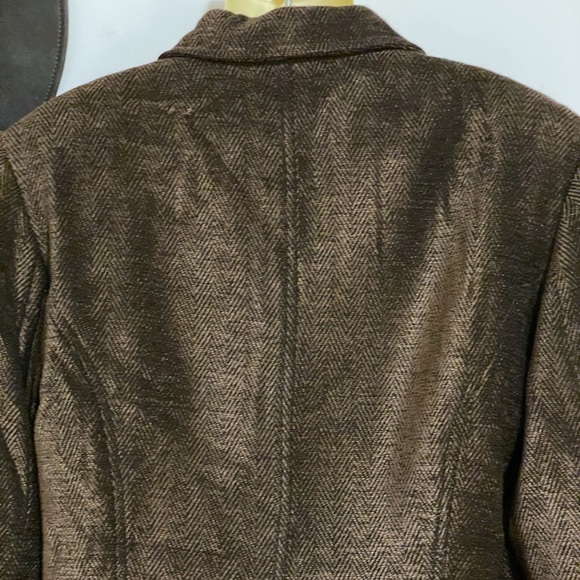 Vintage BURBERRY dark brown wool blend fully lined single breasted blazer, sz 8 - Picture 10 of 13